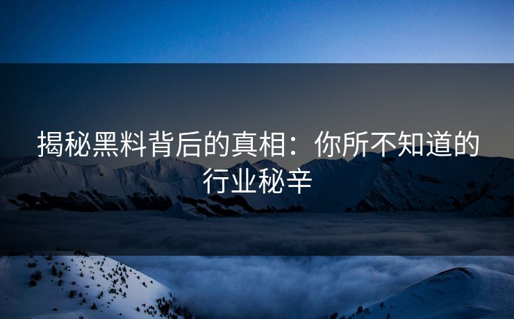 揭秘黑料背后的真相：你所不知道的行业秘辛