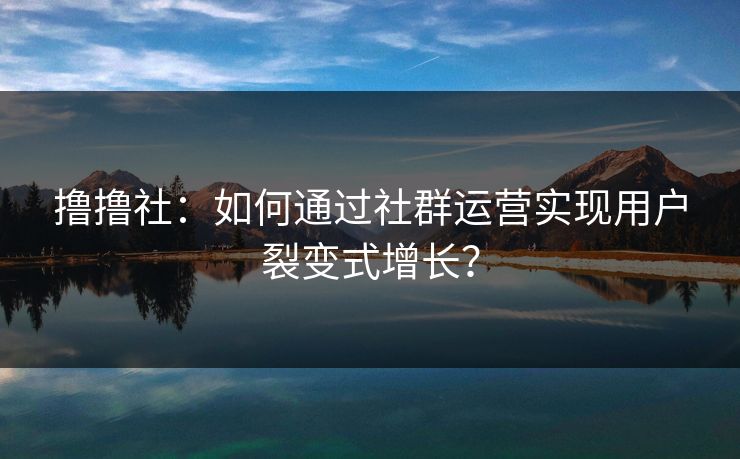 撸撸社：如何通过社群运营实现用户裂变式增长？