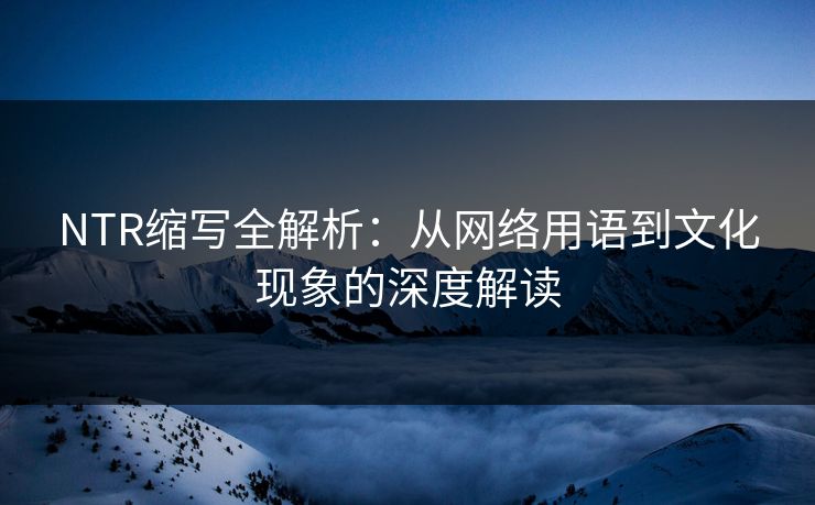 NTR缩写全解析：从网络用语到文化现象的深度解读
